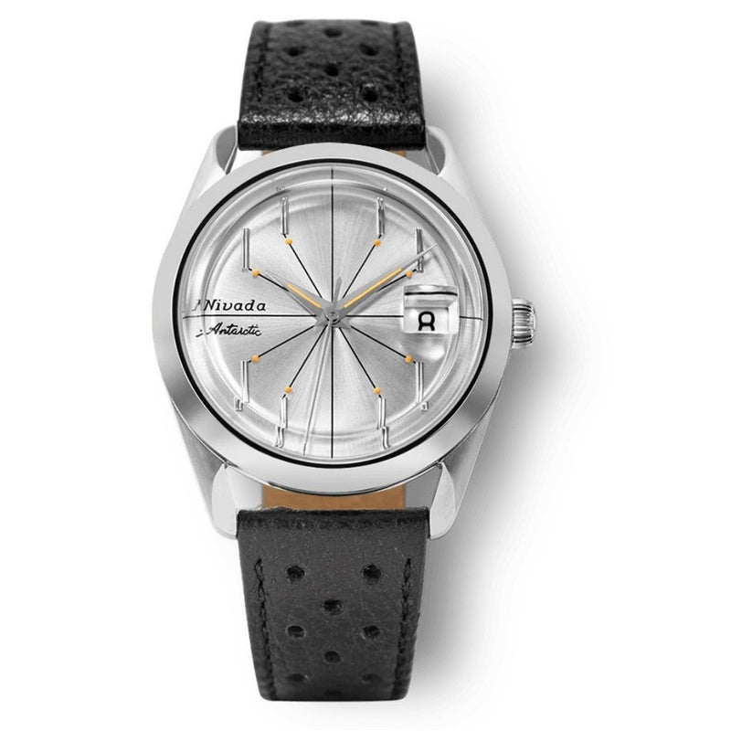 Nivada Grenchen Antarctic Spider Silver Black Racing Strap 38mm 32023A10