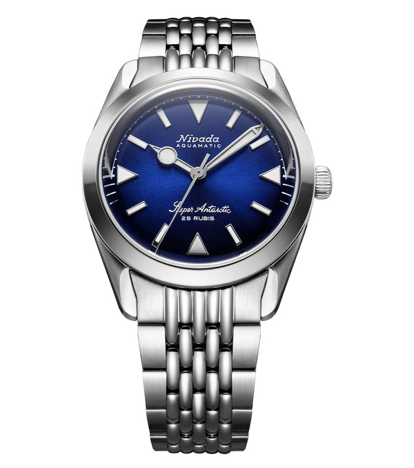 Nivada Grenchen Super Antarctic Blue 38mm Beads of Rice Watch 32075A04