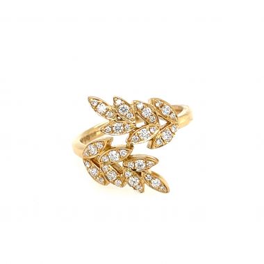Diamond Leaf Design 18ct Yellow Gold Ring