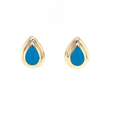 Turquoise 9ct Yellow Gold Studs