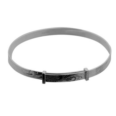 Silver Hand Engraved Pattern Baby Bangle Large 50mm