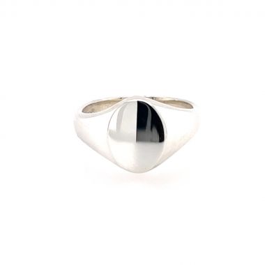 Silver Gents Signet Plain Oval Ring